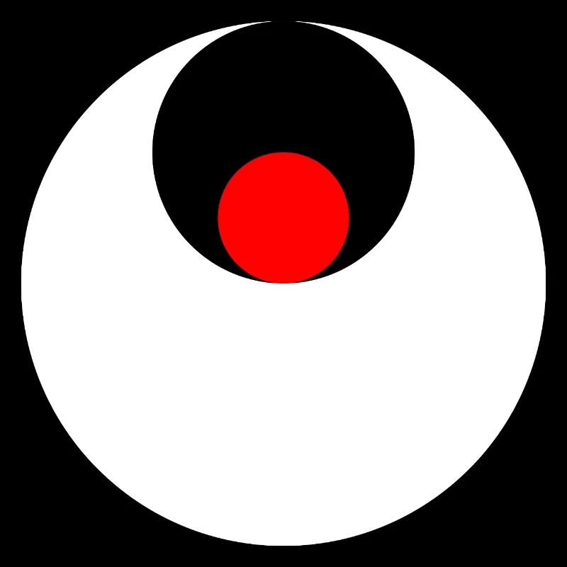 3 cercles, blanc, noir et rouge