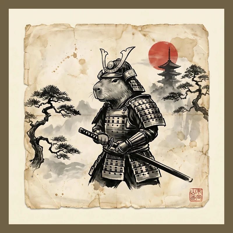 Capybara Samurai Japanischer Krieger