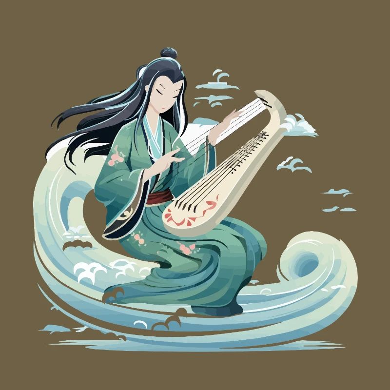 Guqin Master on Sea Wave
