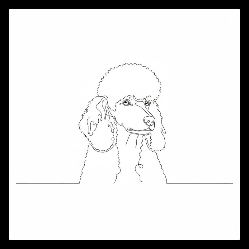 Dessin au trait minimaliste de caniche
