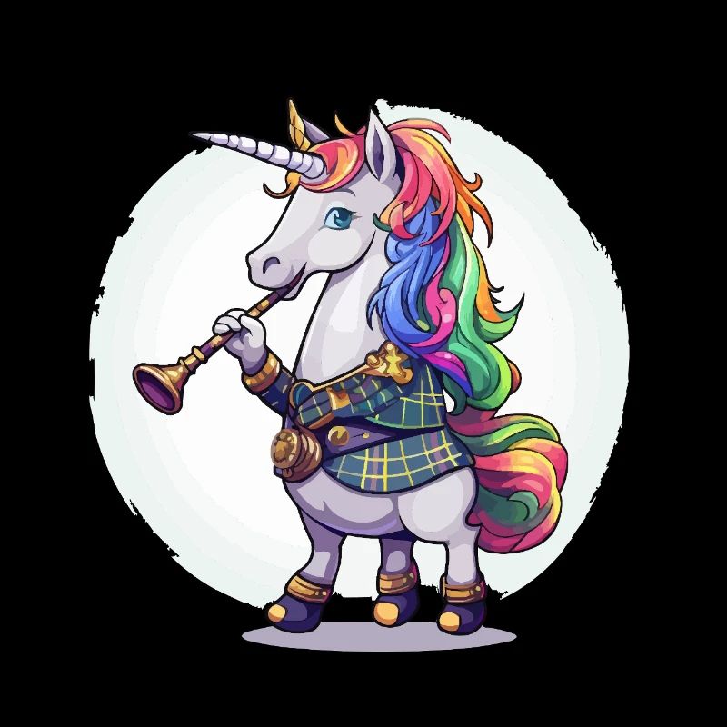 Buntes Einhorn mit Trompete