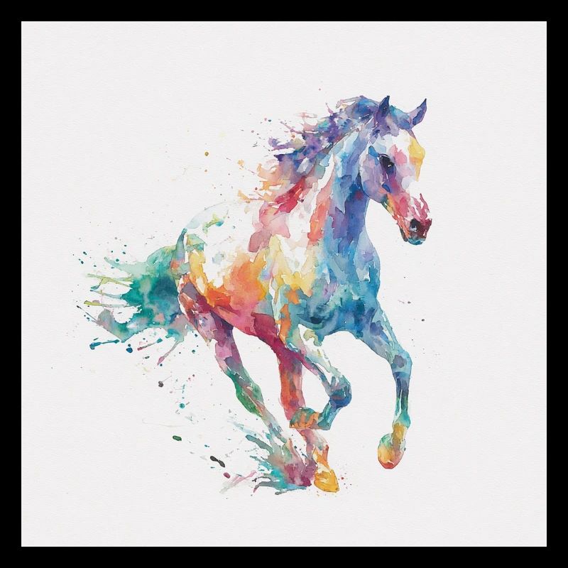 Explosion aquarelle du cheval arc-en-ciel