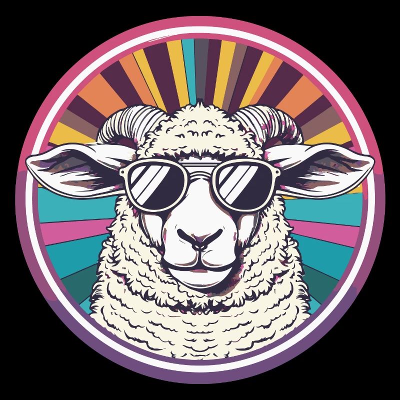 Sonnen-Schaf mit Retro-Sonnenbrille