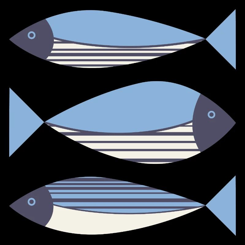 Illustrierte Grafik Fisch Blau