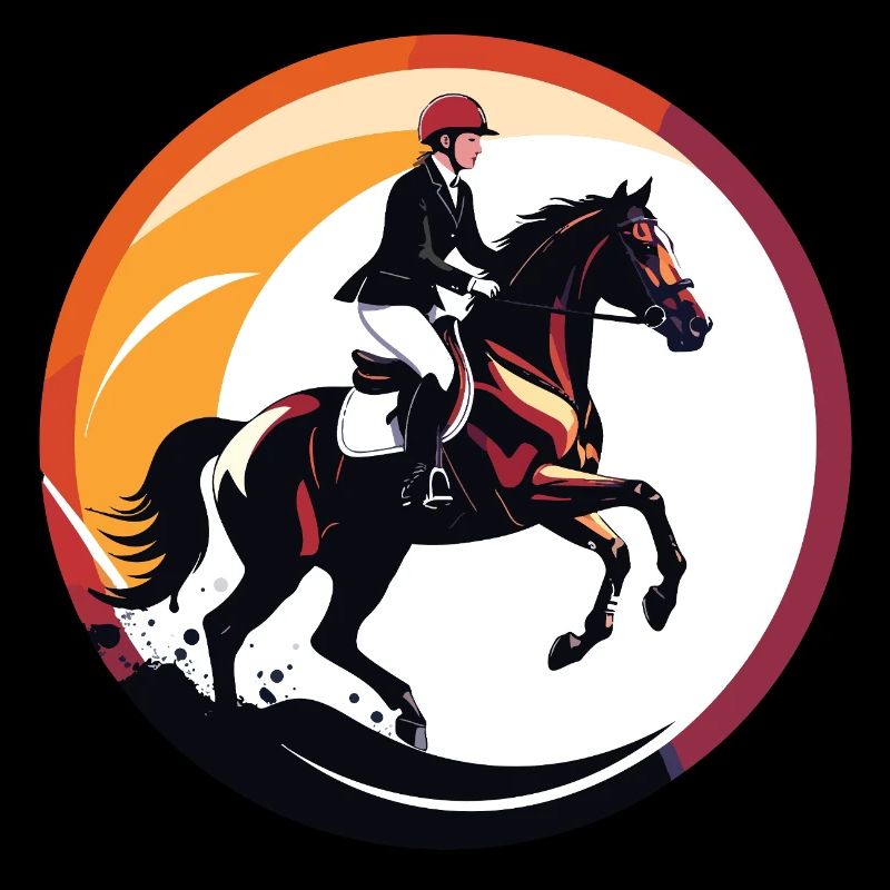 Cavalier équestre dans le motif du cercle de champ