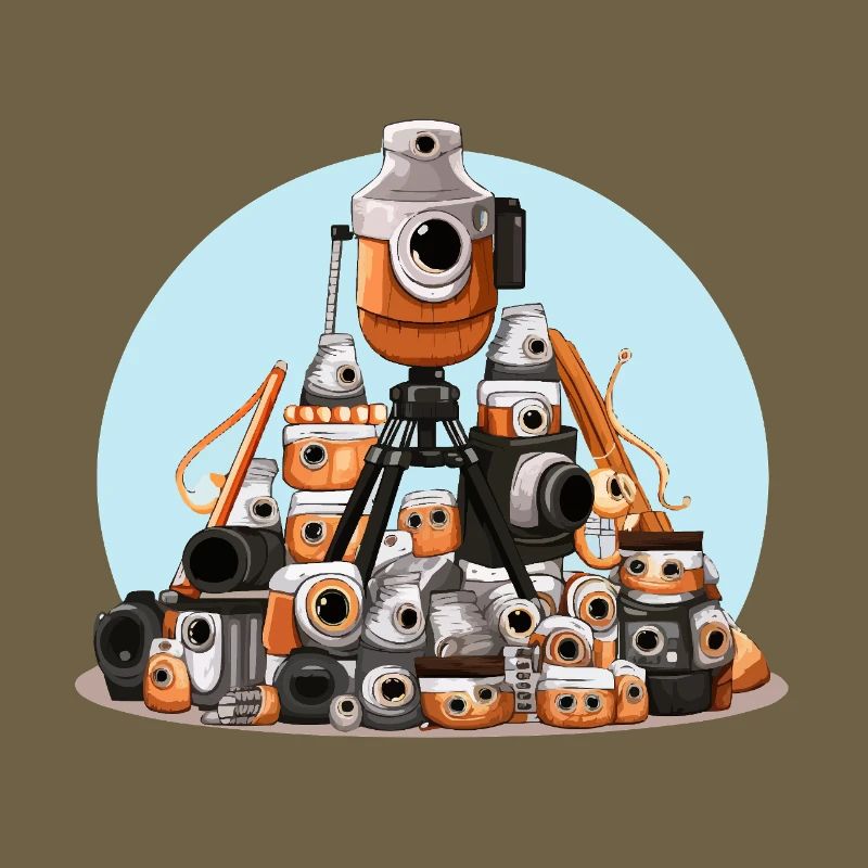 Camera pile illustration