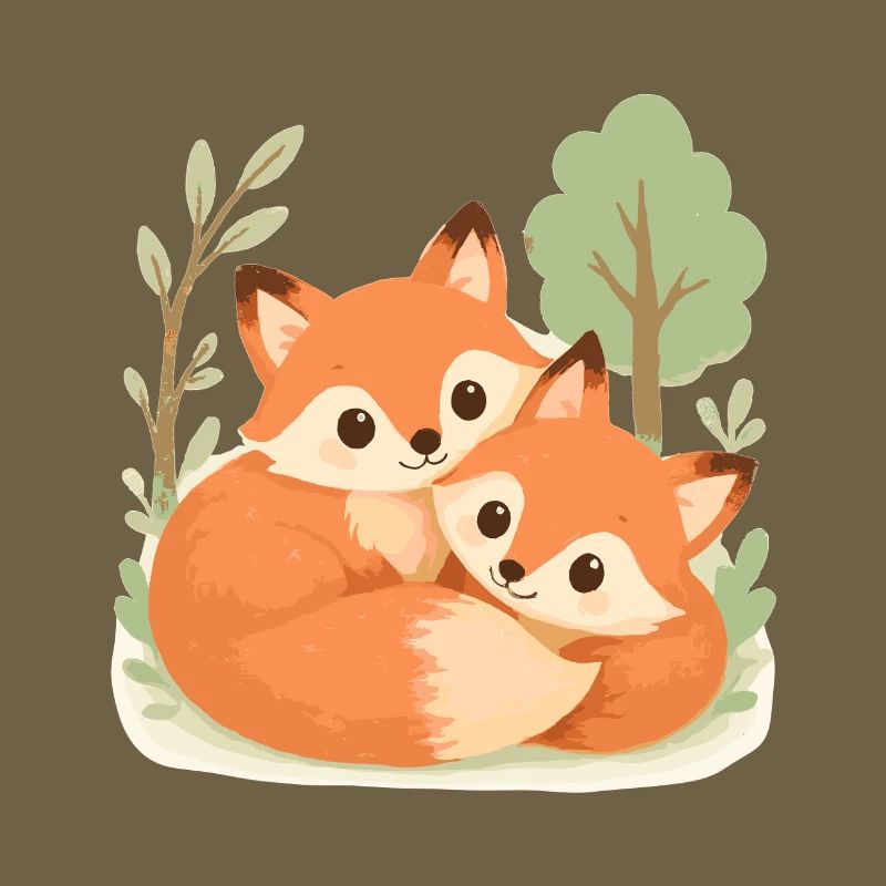 Couple de renards mignons dans la forêt