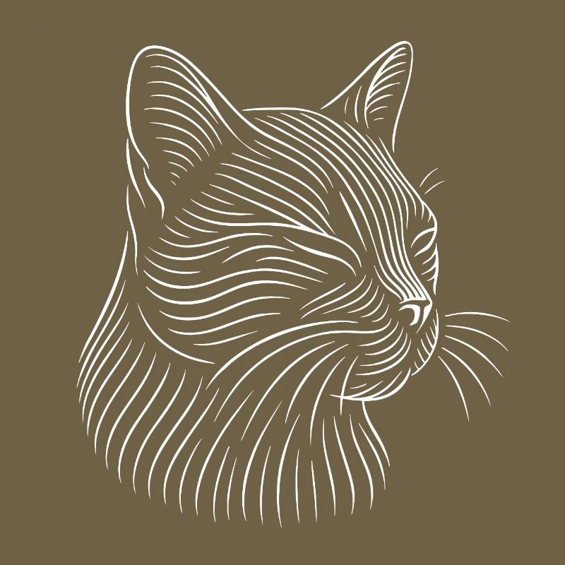 Dessin de tête de chat en blanc