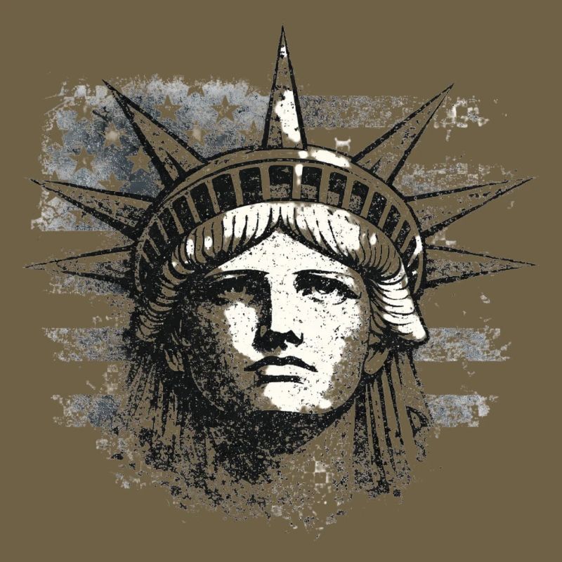 Statue de la Liberté avec drapeau américain