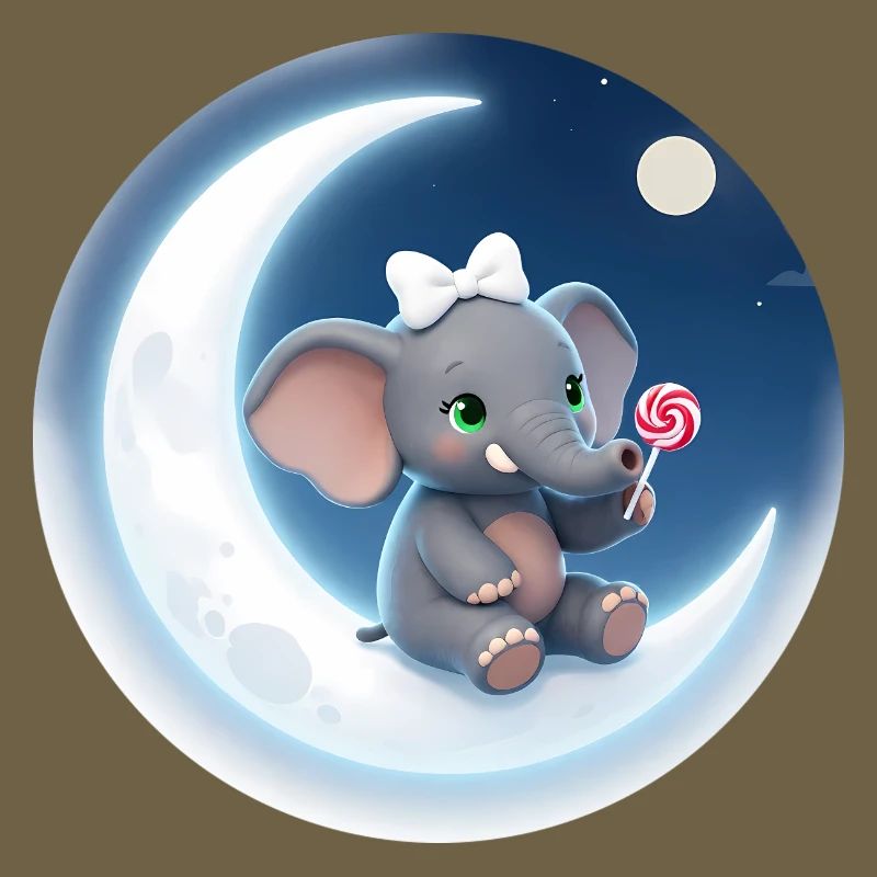 Biser de lune avec un éléphant à sucettes