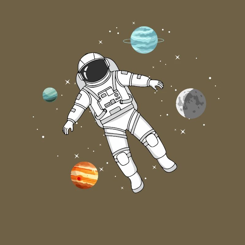 Un astronaute flotte dans l’espace avec des planètes