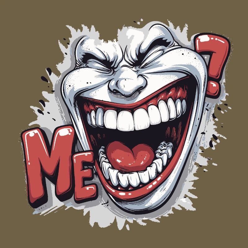 Crazy Laughing white face in a comics style