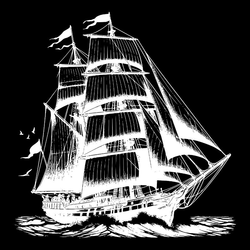 Large sailing ship Tall ship in stormy speed