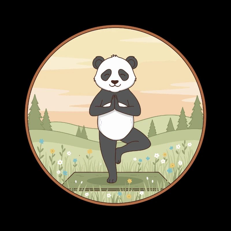 Yoga Panda Bear faisant de l’art en posture d’arbre