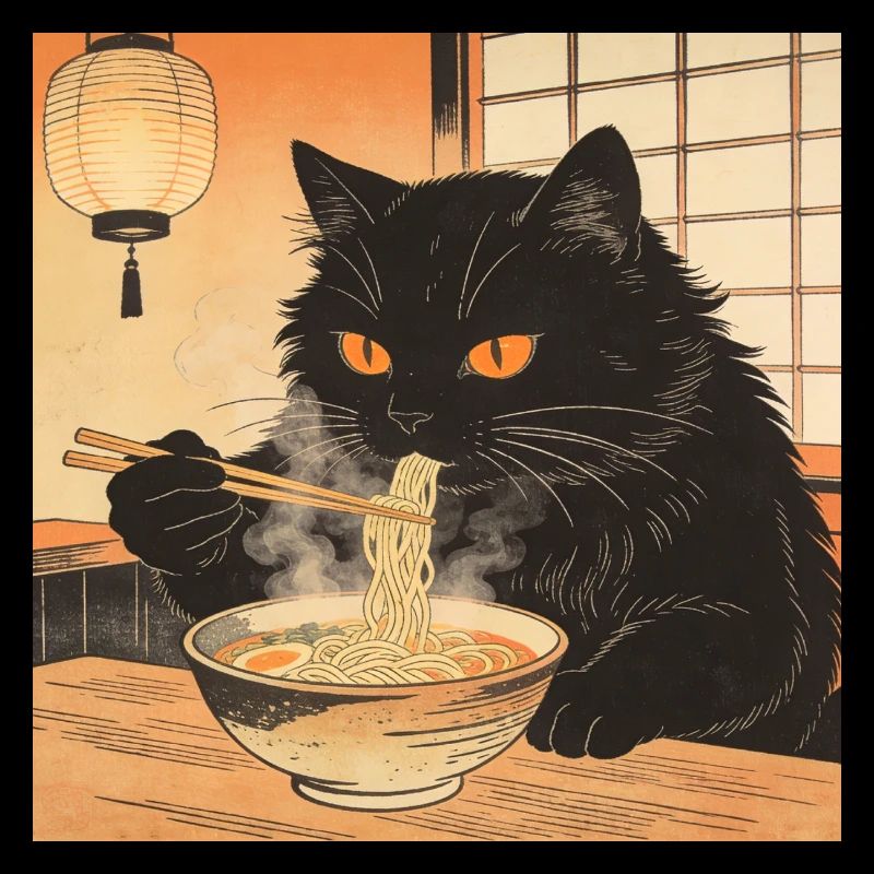 Cute Cat Ramen Noodles Japan Wave Gift Retra
