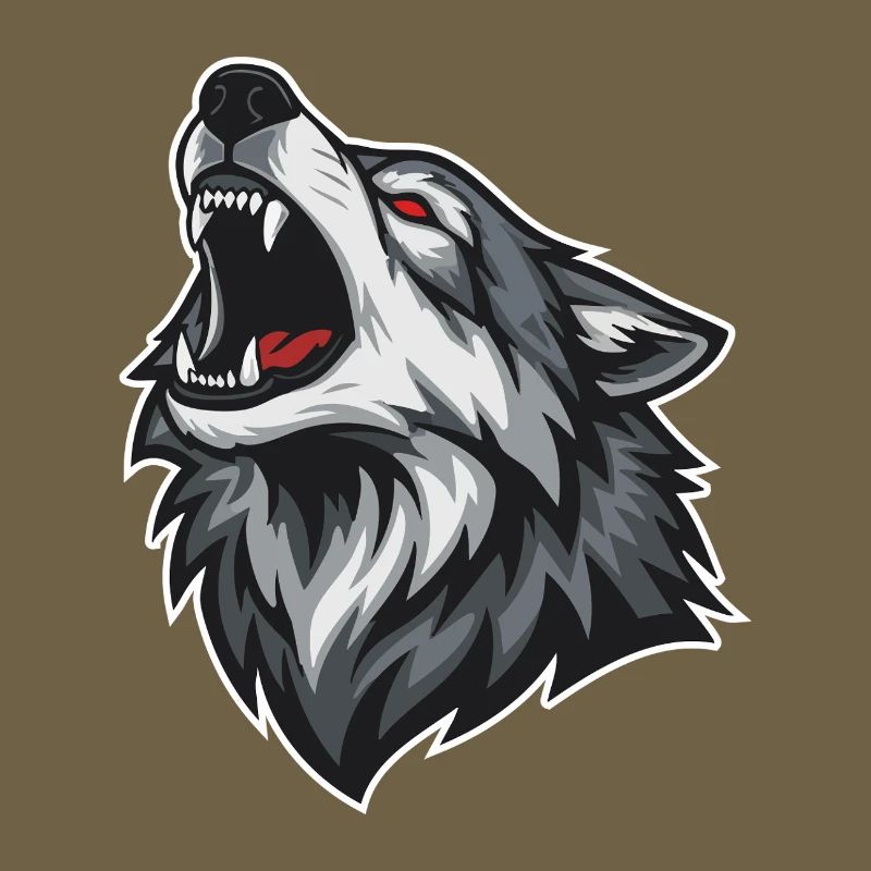 Wild Wolf Howling Red-Eyes Wolf Mascot