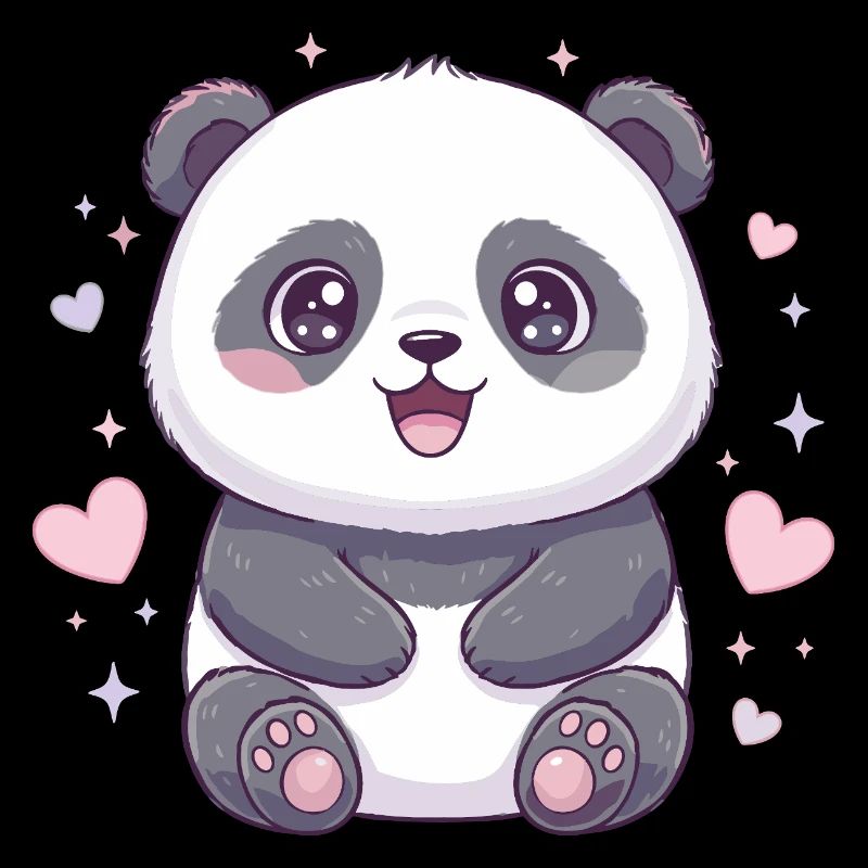 Panda Kawaii avec des cœurs