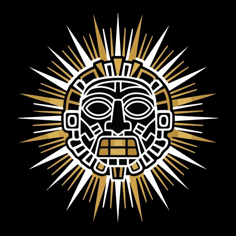 Mayan Inca Sun Radiant White Gold Divine Totem