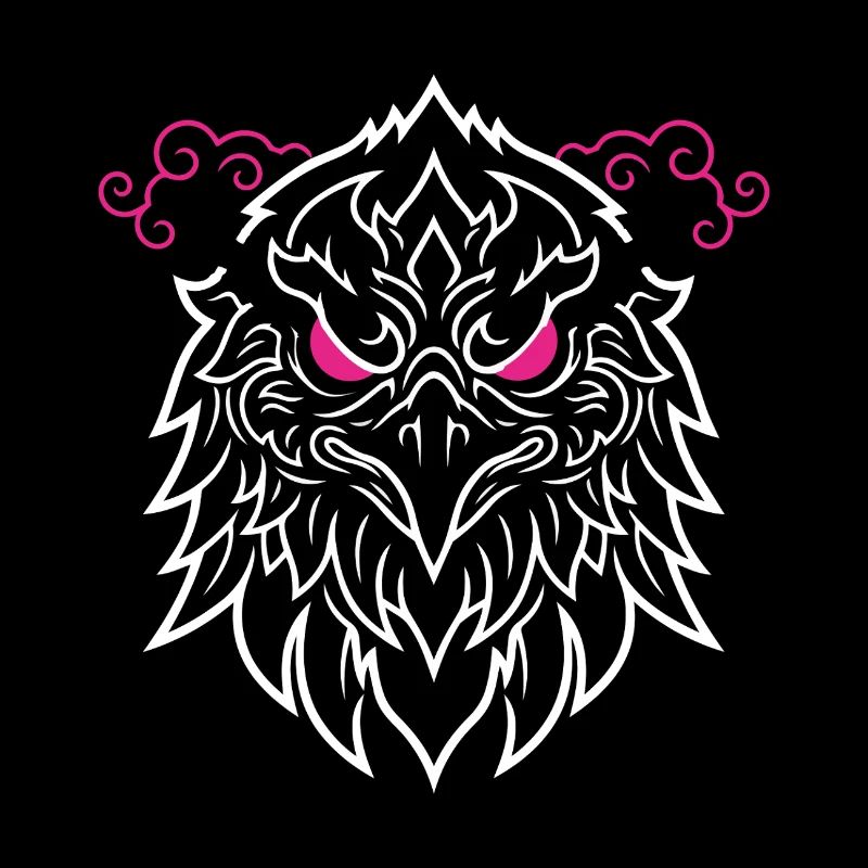 Golden Eagle Totem Bird Pink Eyes and Smoke