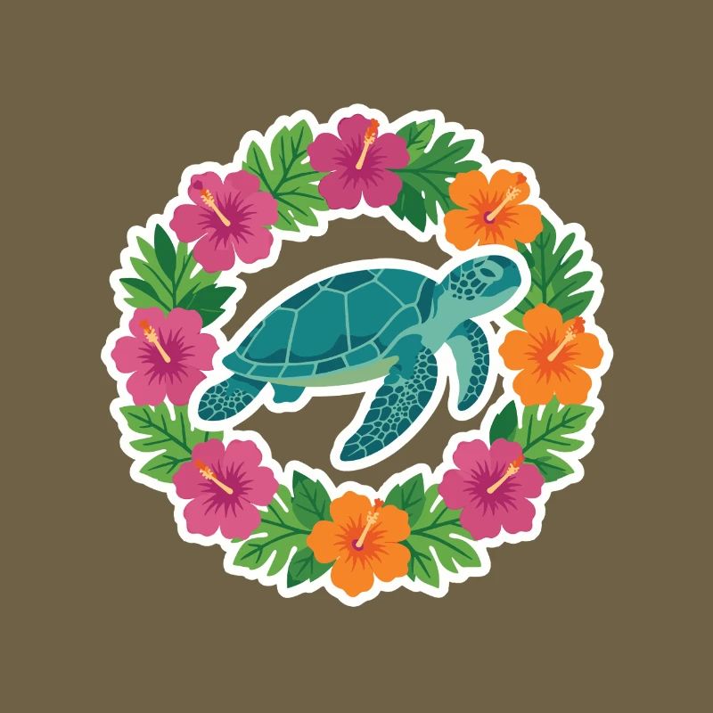 Turtle in Hibiscus Circle