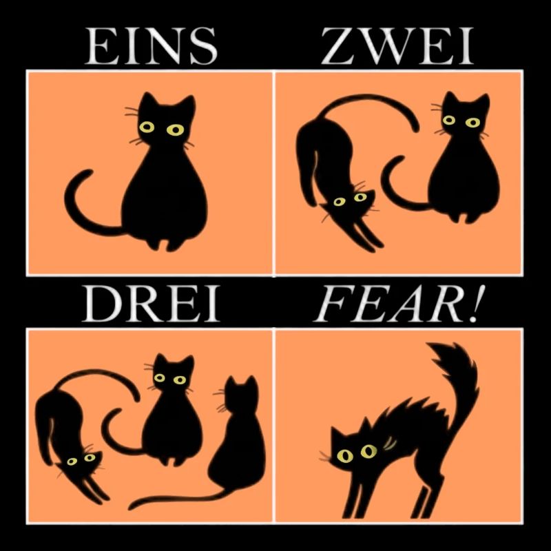Vier Katzen Panels mit Spruch Fear