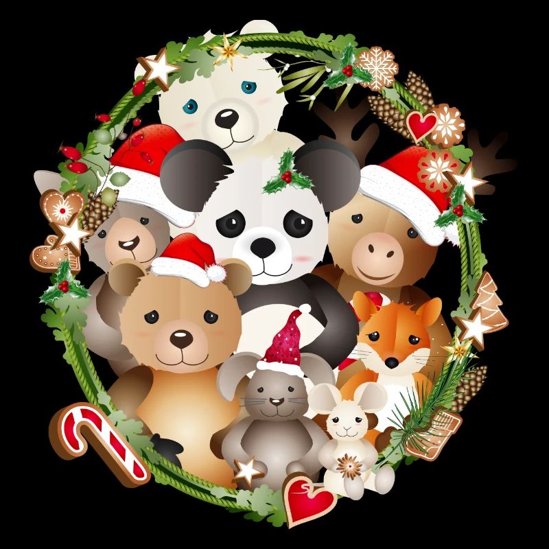 des animaux mignons célèbrent Noël ensemble