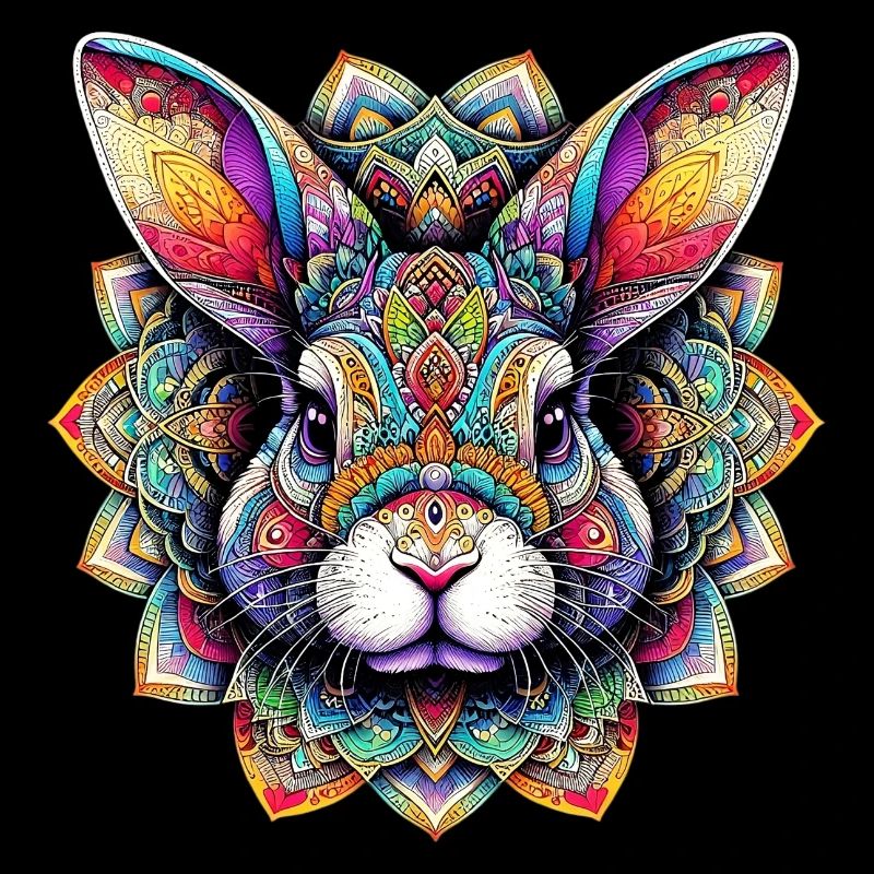 Lapin décoré de Mandalas
