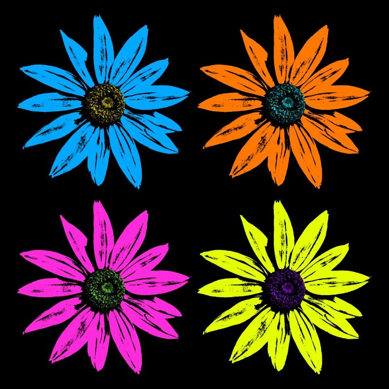 Pop Art Floral Quatre Couleurs