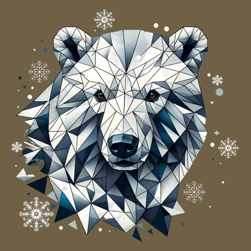 Geometric Polar Bear Head - Polygons Motif