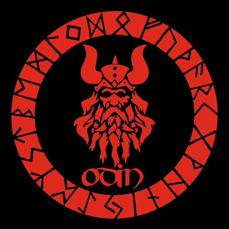 Dieu Odin et runes vikings rouges
