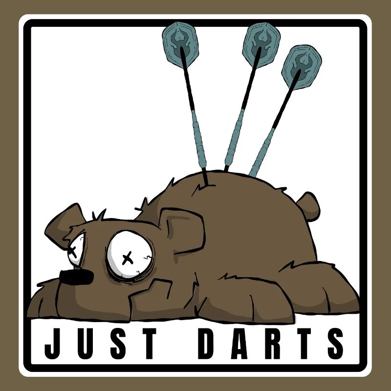 Funny darts comic motif. JUST DARTS