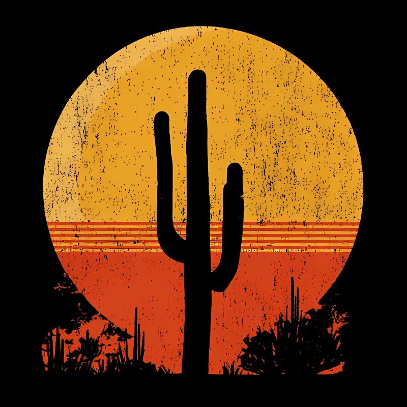 Saguaro Cactus – Retro Desert Sun Motif