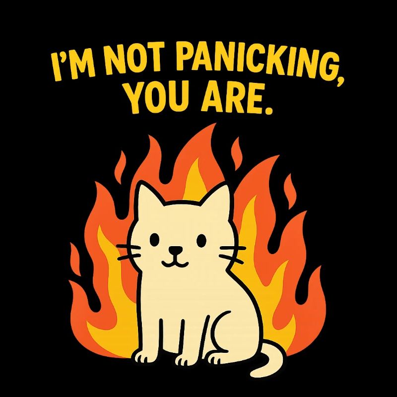 Chat drôle dans le chaos - Je ne panique pas, c’est toi qui paniques