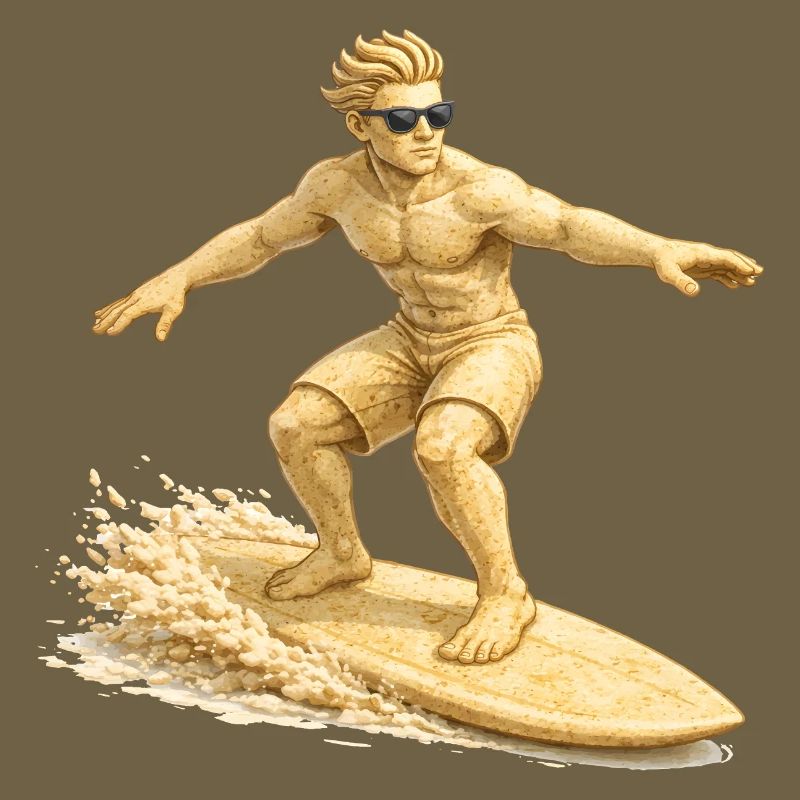 Surfeur de sable sur la planche de surf