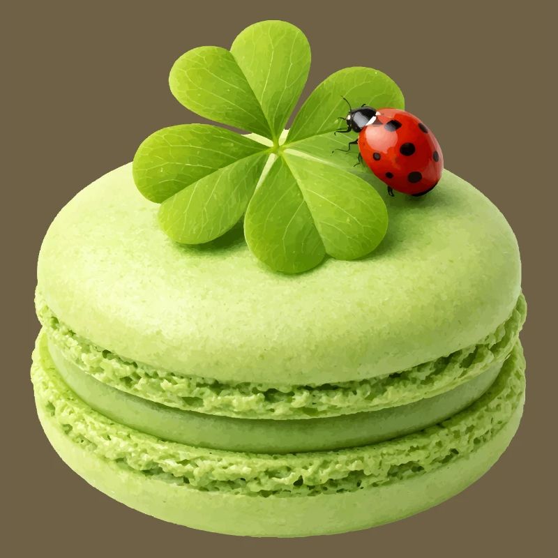 Green macaron with lucky clover