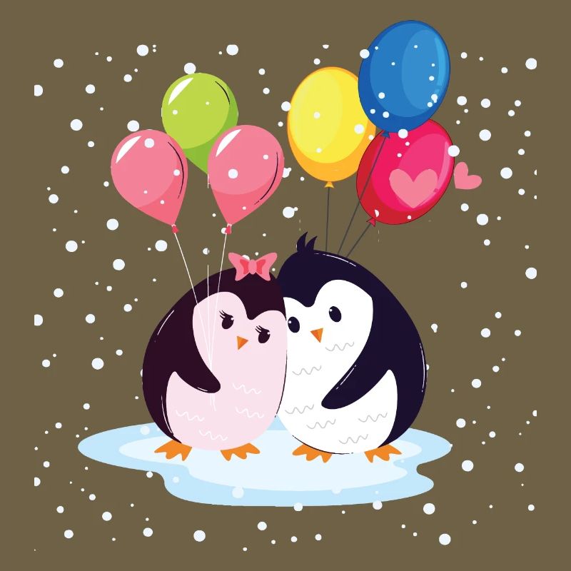 Pingouins avec ballons