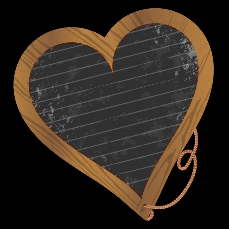 black slate in heart shape for back to school
