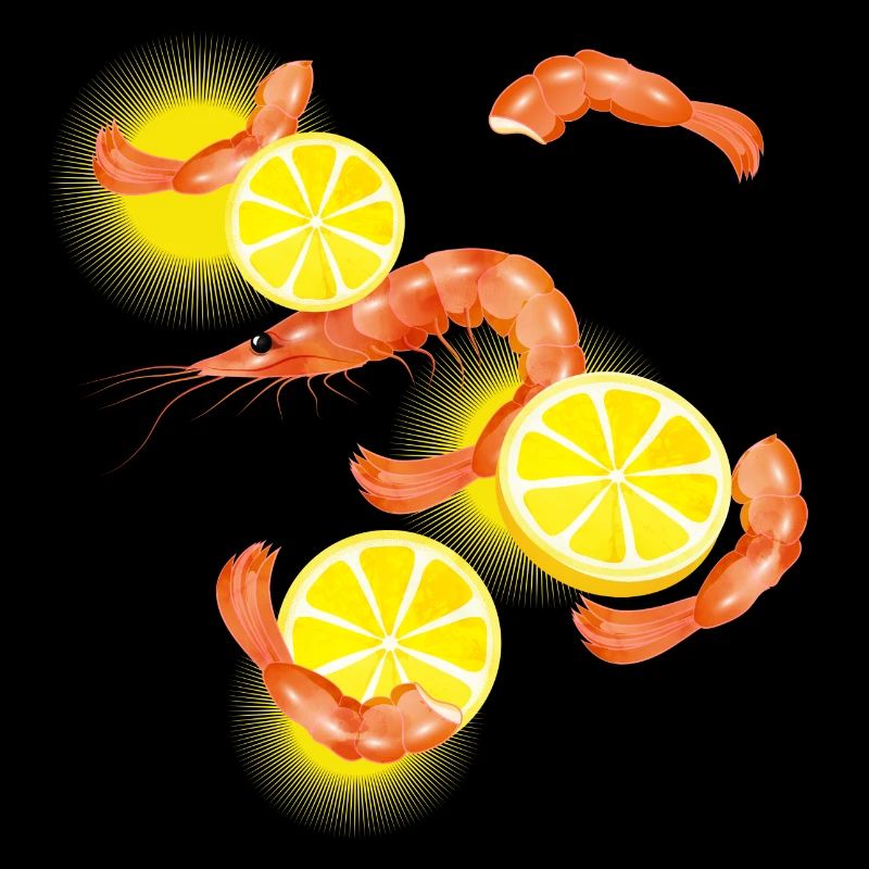 Garnelen oder Shrimps mit Zitronen Scheiben