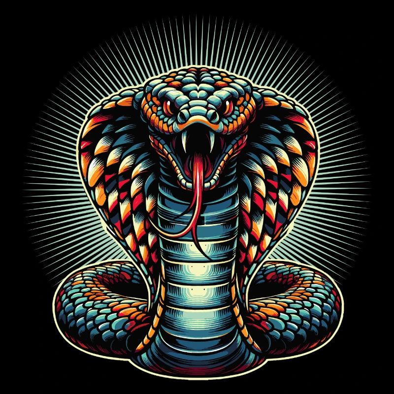 dynamisches und farbenfrohes Cobra-Schlangen Motiv