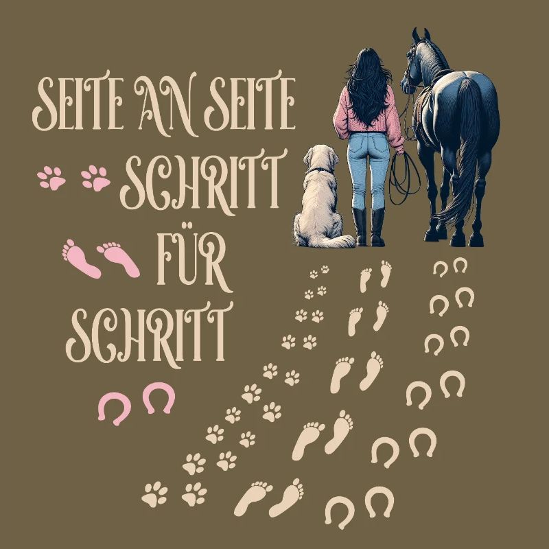 Frauchen Hund und Pferd