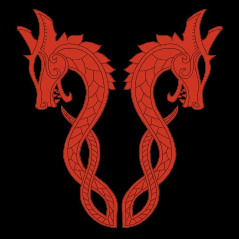 Dragon rouge à deux têtes