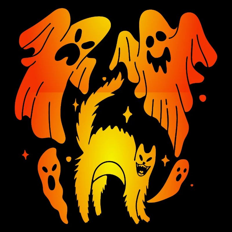Funny Halloween Costume Cat Ghost Ghost Top