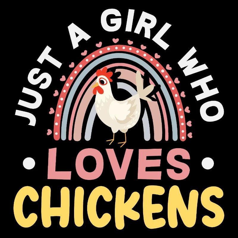 Girl Loving Chickens Rainbow