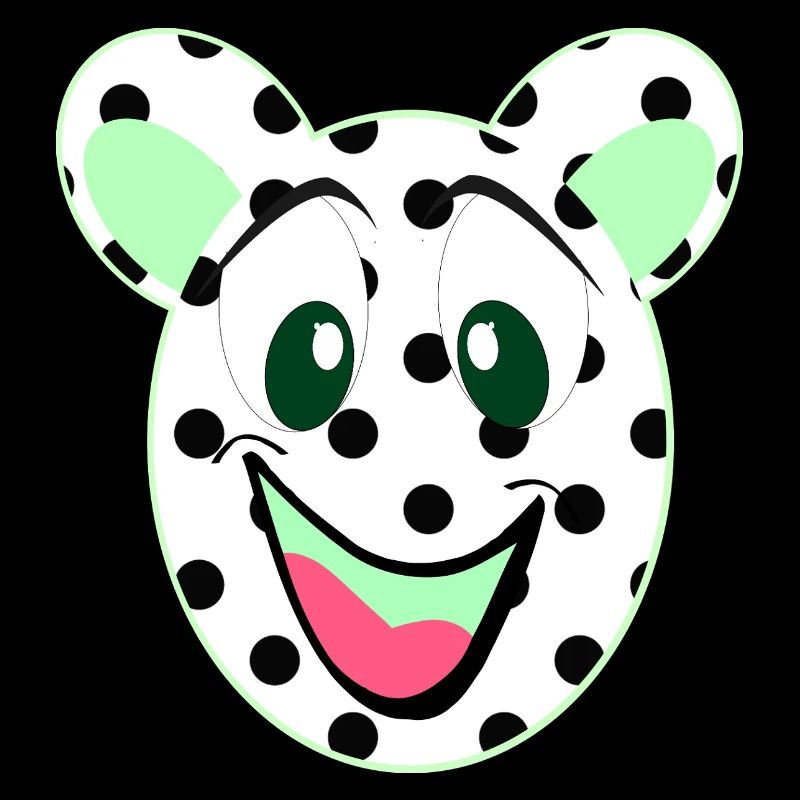 Tête d’ours rieur à pois
