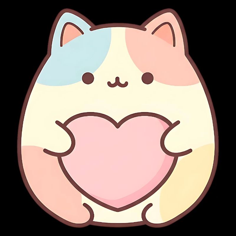 Motif de cœur de chat Kawaii Design de chat mignon