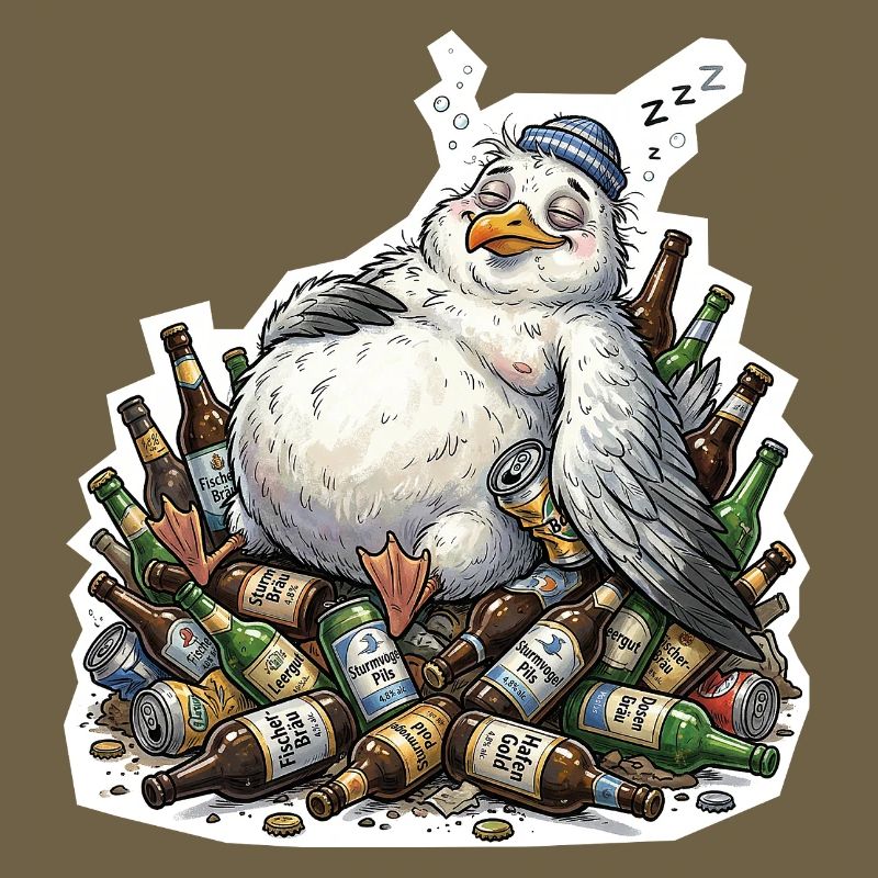 Betrunkene Möwe Bier