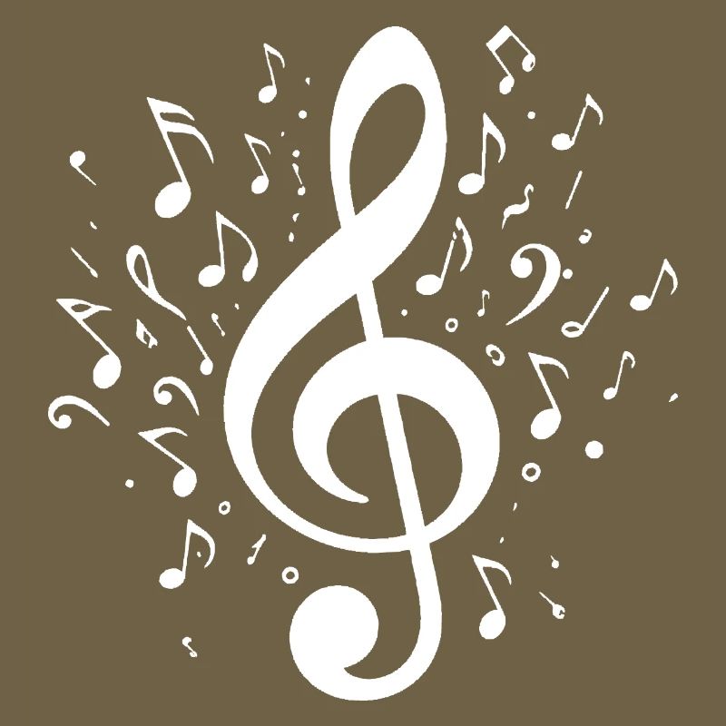 Exploding clef with notes