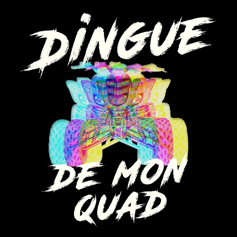 Quad : T-shirt dingue de quad, quad multicolore