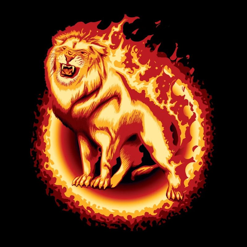 Lion on fire