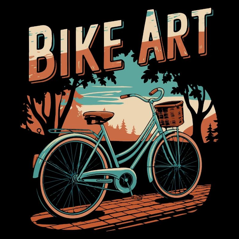 Scène de coucher de soleil d’art de vélo vintage